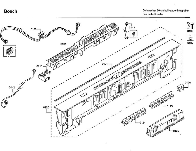 Control Panel Diagram and Parts List for SHP65TL6UC 02 Bosch Dishwasher