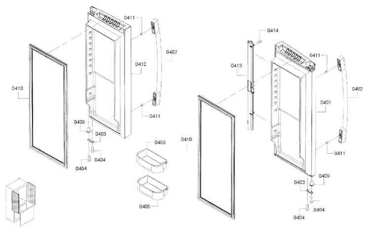Fridge Door Assy Diagram and Parts List for B22CT80SNS 01 Bosch Refrigerator