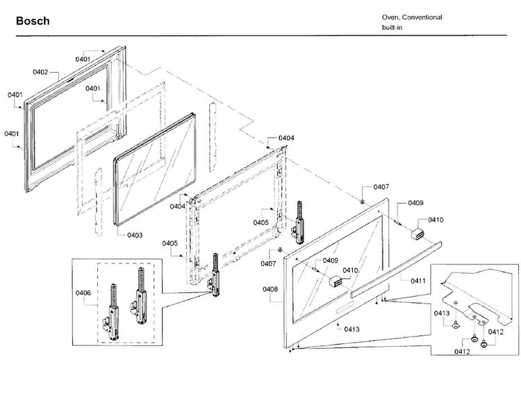 Door Asy Diagram and Parts List for HBL5751UCC 03 Bosch Microwave
