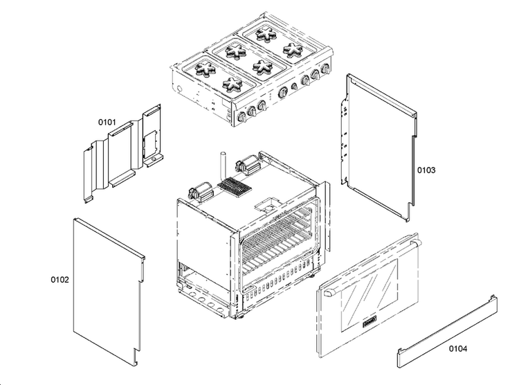 Main Assy Diagram and Parts List for PRD366EHC 05 Thermador Range