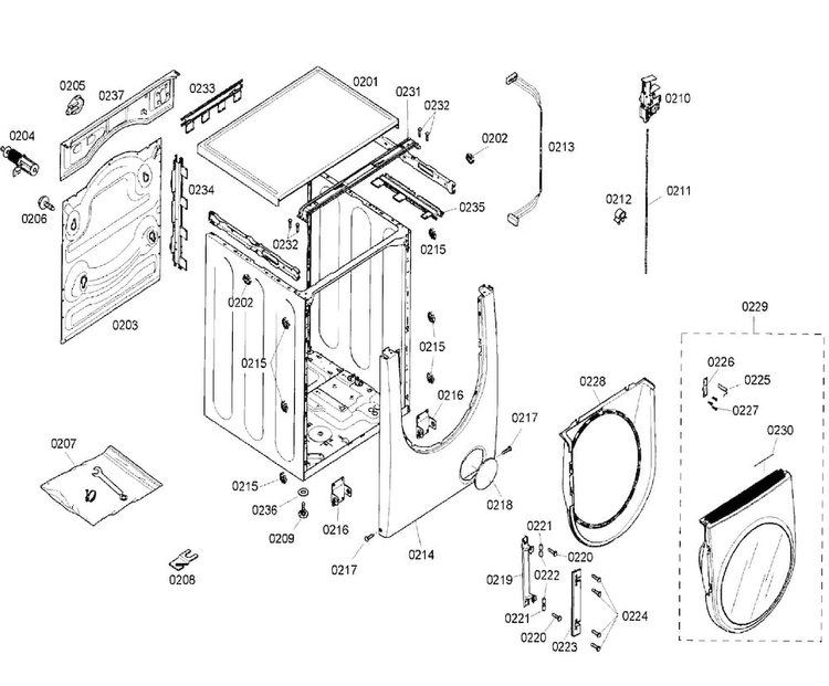 Cabnet Diagram and Parts List for WFMC640SUC 04 Bosch Washer