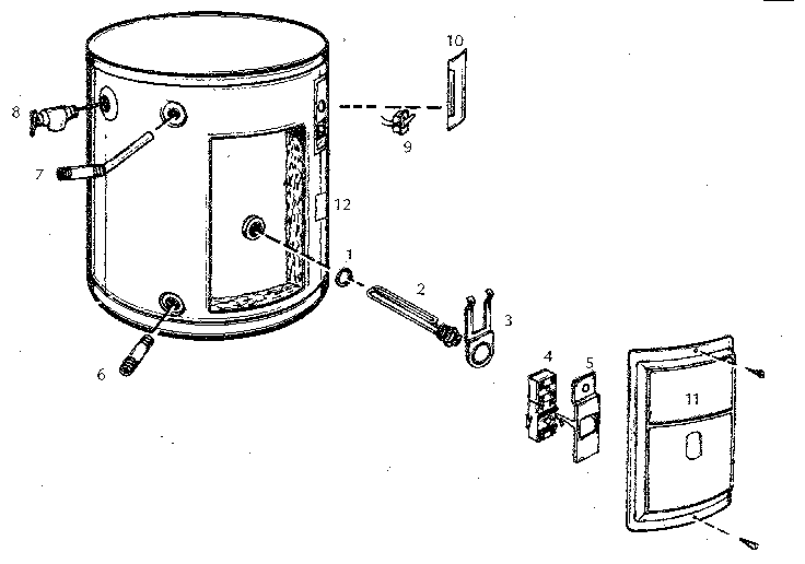 Replacement Parts Diagram and Parts List for 153316230  Kenmore Water Heater