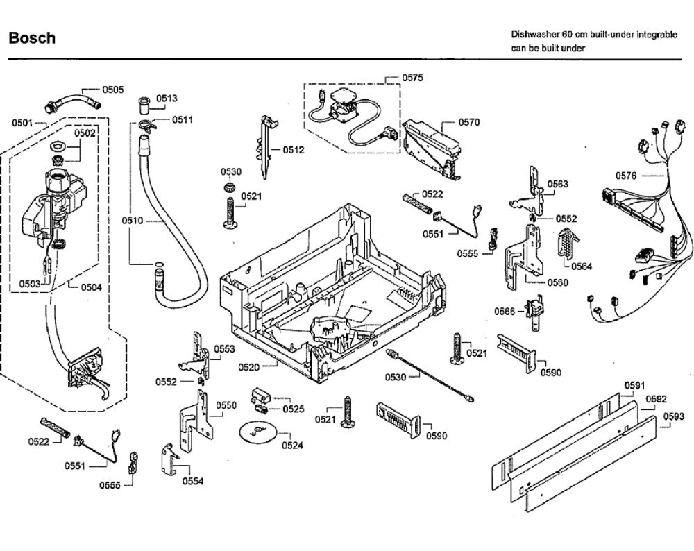 Base Diagram and Parts List for SHX9PT75UC 70 Bosch Dishwasher