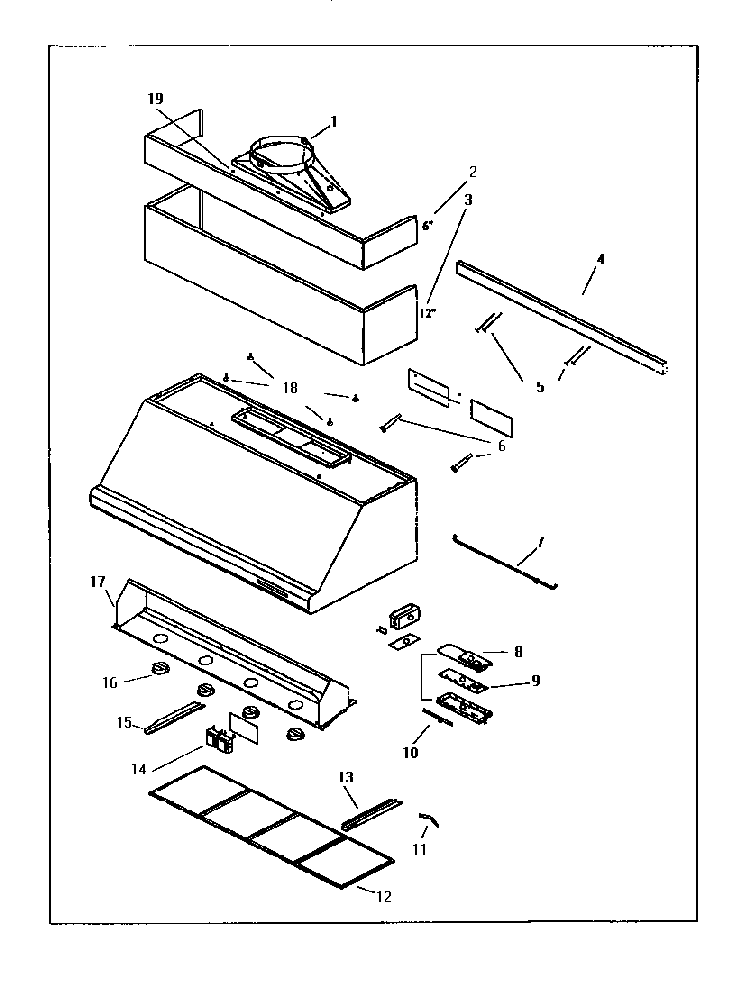 Phe42us Wall Hood Diagram and Parts List for PHE48US  Thermador Range Hood