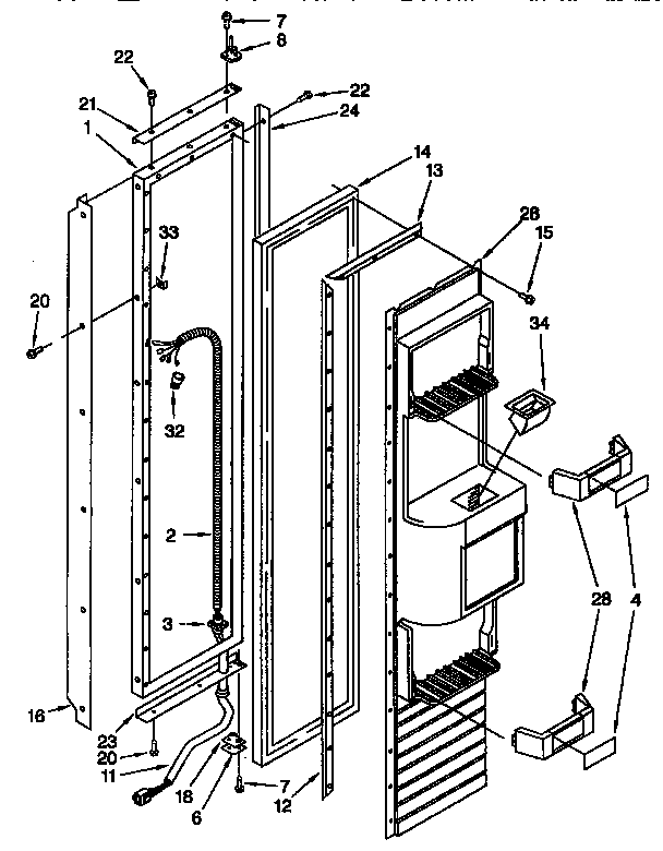 Freezer Door Diagram and Parts List for TSS48QBW00  Thermador Refrigerator