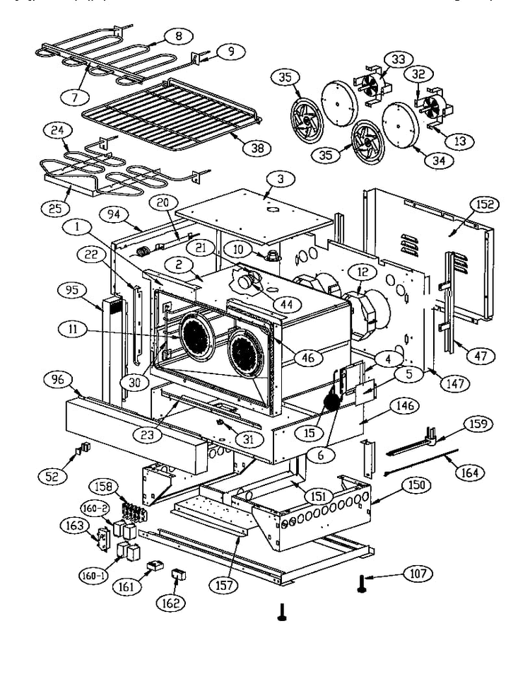 Main Body Diagram and Parts List for GCR36-4GD  Thermador Range