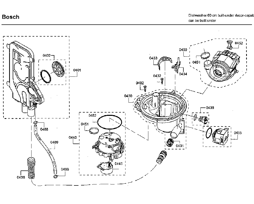Pump Diagram and Parts List for SHE878WD2N 01 Bosch Dishwasher