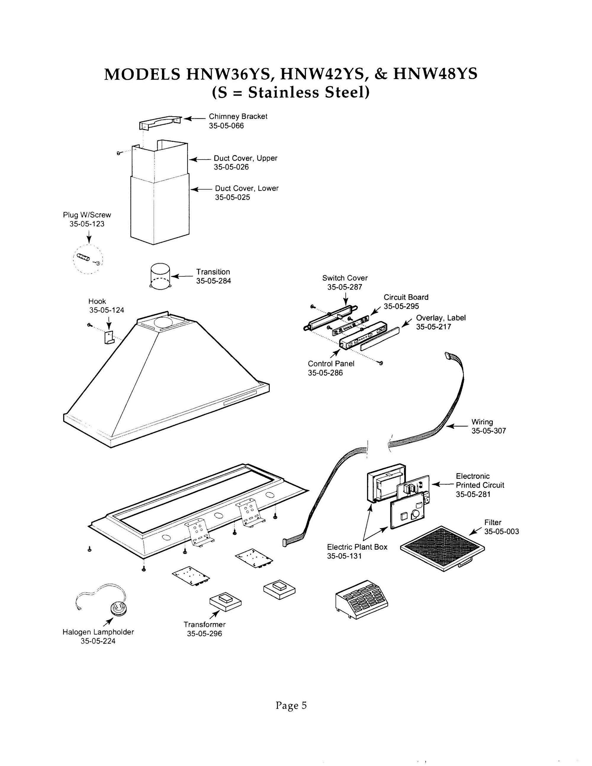 05 - HOOD Diagram and Parts List for HNW42YS  Bosch Range Hood