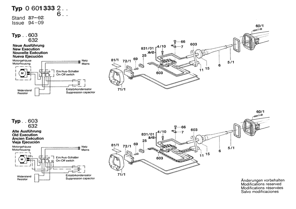 Section 6 Diagram and Parts List for 13332 0601333239 Bosch Angle Grinder