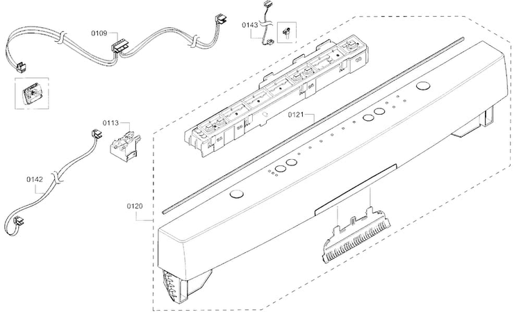 Control Panel Diagram and Parts List for SHS5AV55UC 01 Bosch Dishwasher
