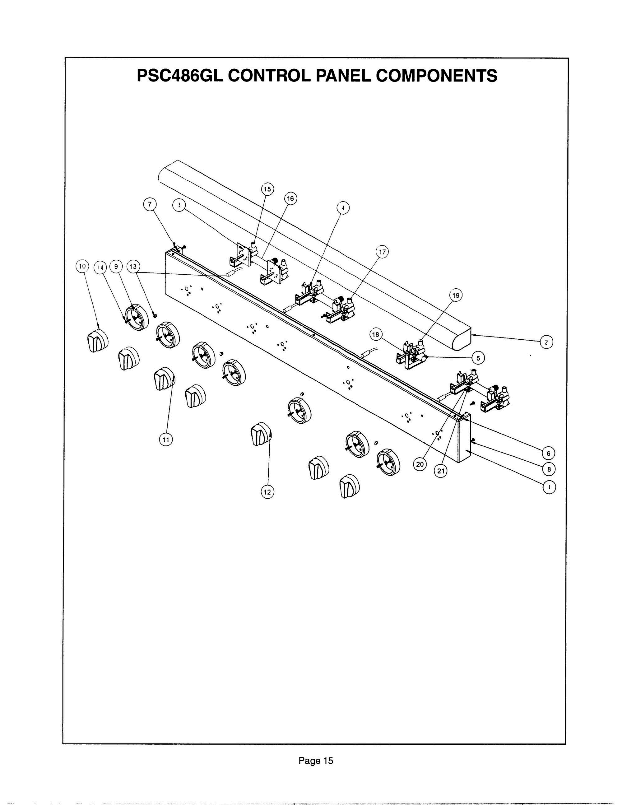 14 - PSC486GL CONTROL PANEL Diagram and Parts List for PSC366ZS  Bosch Cooktop