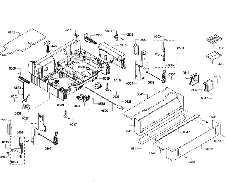 Base Assy Diagram and Parts List for SHX68R52UC 63 Bosch Dishwasher