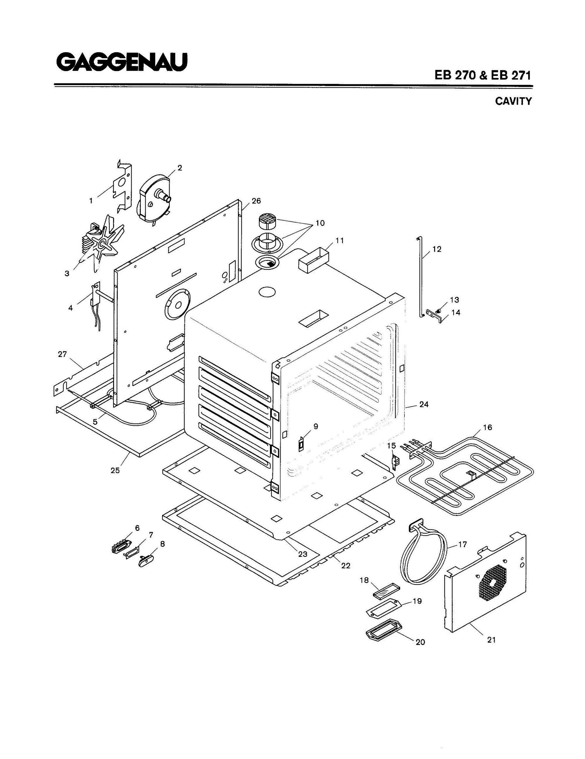 02 - CAVITY Diagram and Parts List for EB271-600  Bosch Range