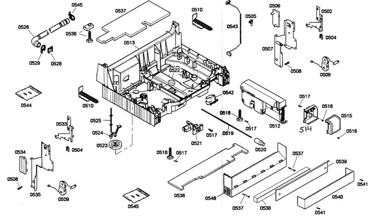 Base Assy Diagram and Parts List for SHX68P05UC 53 Bosch Dishwasher