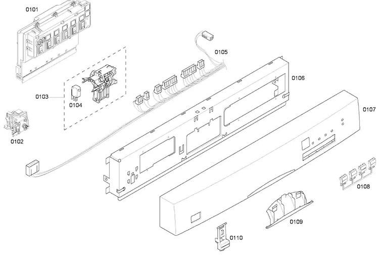 Control Panel Diagram and Parts List for SHE43F05UC 50 Bosch Dishwasher