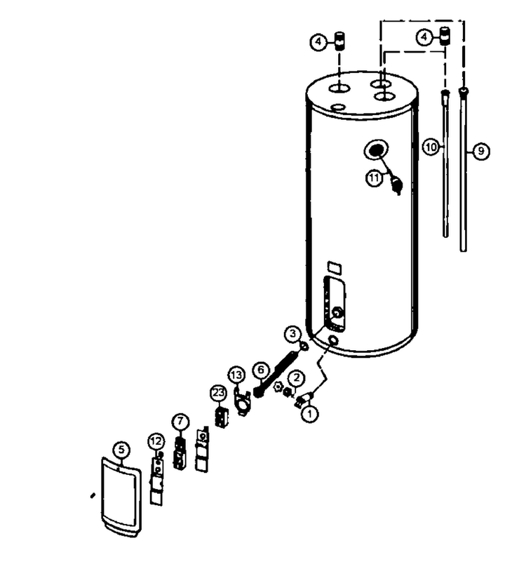 Water Heater Diagram and Parts List for 153312420  Kenmore Water Heater