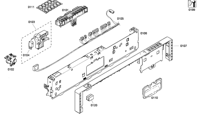 Control Panel Diagram and Parts List for DWHD410GPR-53  Thermador Dishwasher