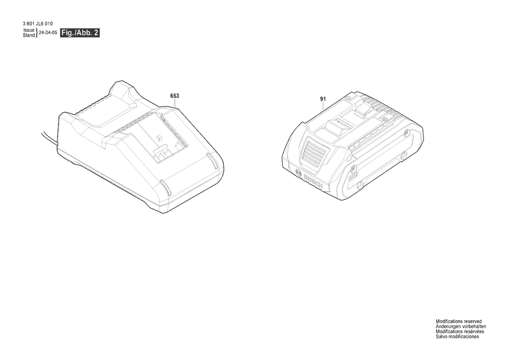 Figure 3 Diagram and Parts List for 3601JL6010 GDR18V-1950C Bosch Wrench
