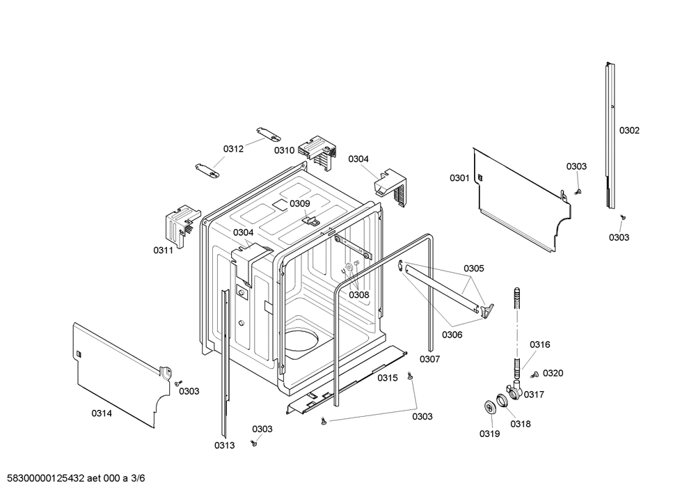 Diagram 3 Diagram and Parts List for SHE44C06UC-46  Bosch Dishwasher