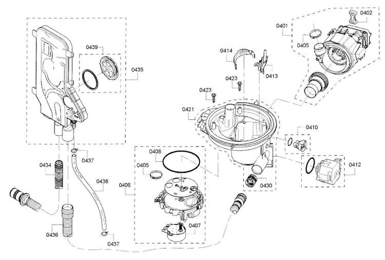 Pump Diagram and Parts List for SHE65T55UC 07 Bosch Dishwasher