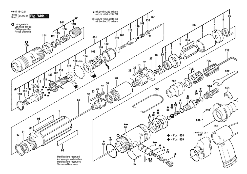 Section 1 Diagram and Parts List for 0607454224  Bosch Screwdriver