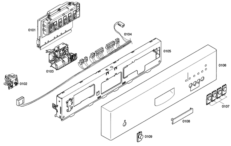 Control Panel Diagram and Parts List for SHE42L15UC 46 Bosch Dishwasher