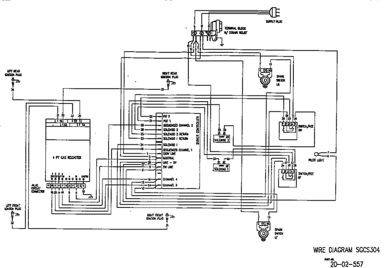 Wiring Diagram Diagram and Parts List for SGCS304RS  Thermador Cooktop