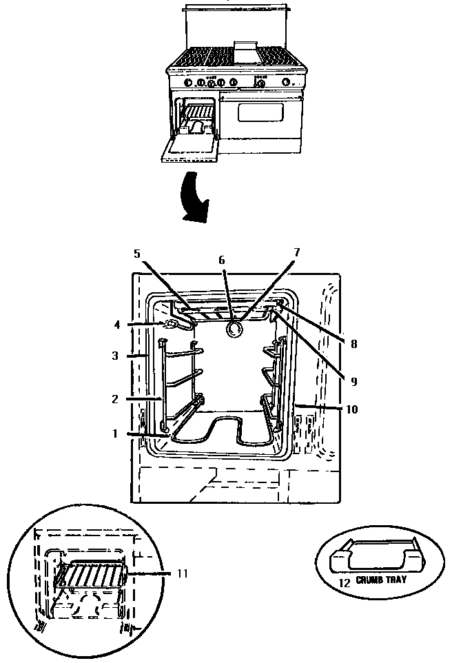 Small Oven Diagram and Parts List for GCR486GD  Thermador Range