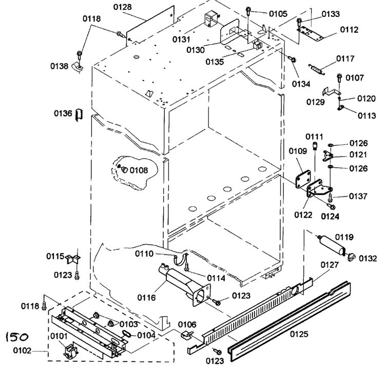 Cabinet Parts Diagram and Parts List for KBULT3675E01  Thermador Refrigerator