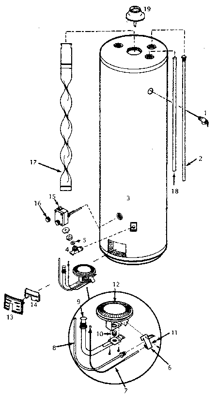 Replacement Parts Diagram and Parts List for 153332337  Kenmore Water Heater
