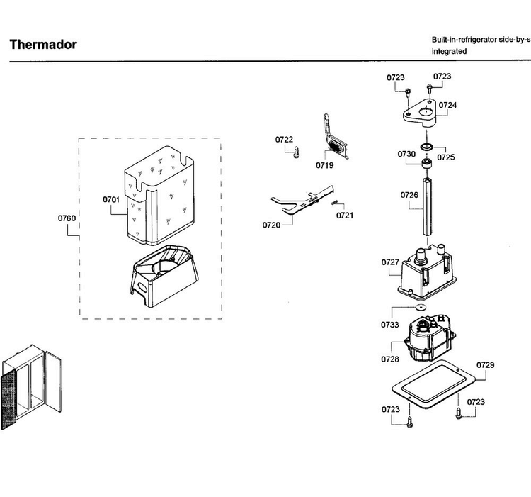 Motor Asy Diagram and Parts List for T42BD820NS 02 Thermador Refrigerator