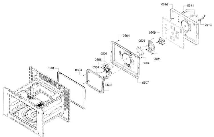 Convection Diagram and Parts List for HMC80251UC 01 Bosch Microwave