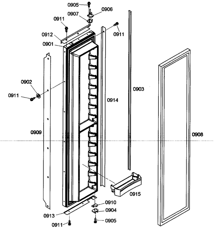 Door Assy 2 Diagram and Parts List for KBUIT4875E01  Thermador Refrigerator