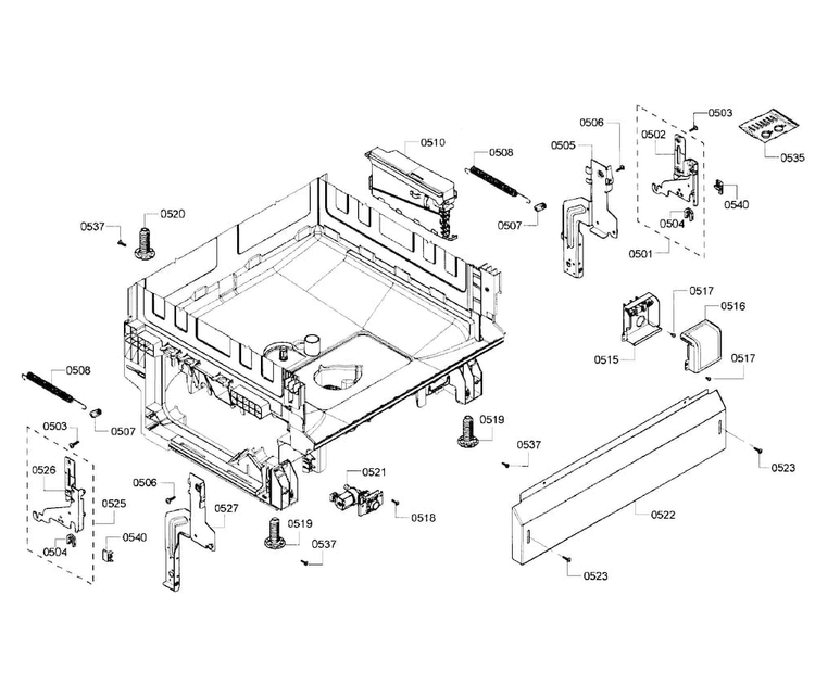 Base Ection Diagram and Parts List for SHE4AP06UC 06 Bosch Dishwasher