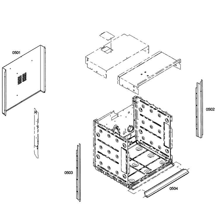 Cabinet Assy Diagram and Parts List for HBN5450UC 02 Bosch Wall Oven