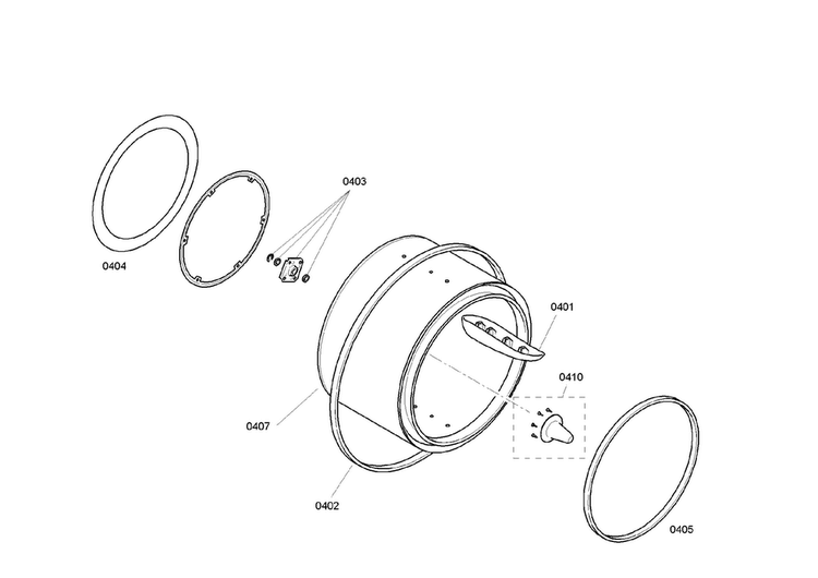 Drum Diagram and Parts List for WTE86300US 03 Bosch Dryer