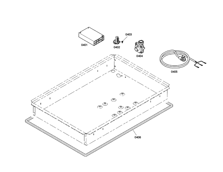 Power Cord/spark Module Diagram and Parts List for NGM5064UC 01 Bosch Cooktop