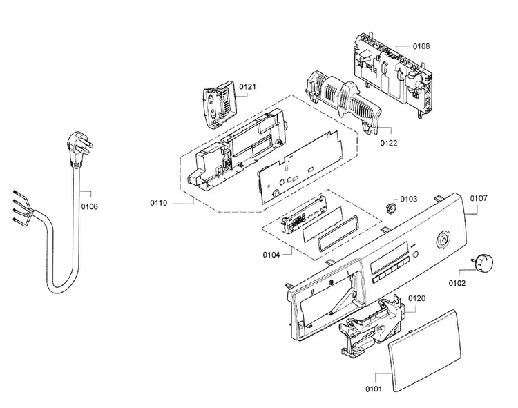 Control Panel Diagram and Parts List for WTB86200UC 02 Bosch Dryer
