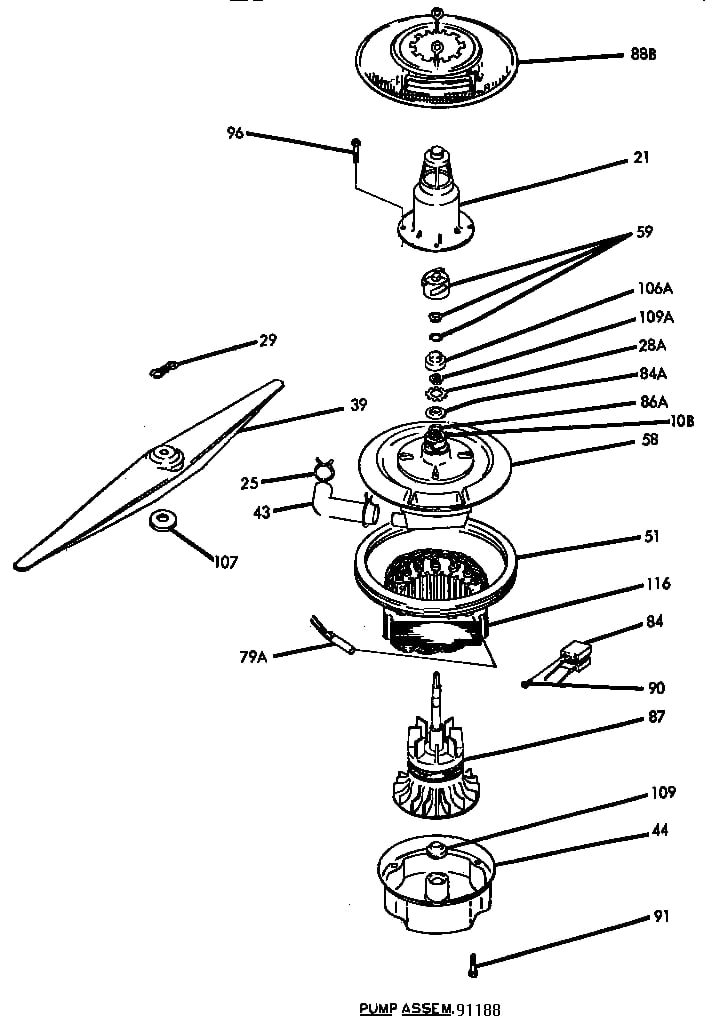 Section 3 Diagram and Parts List for CP10  Thermador Dishwasher