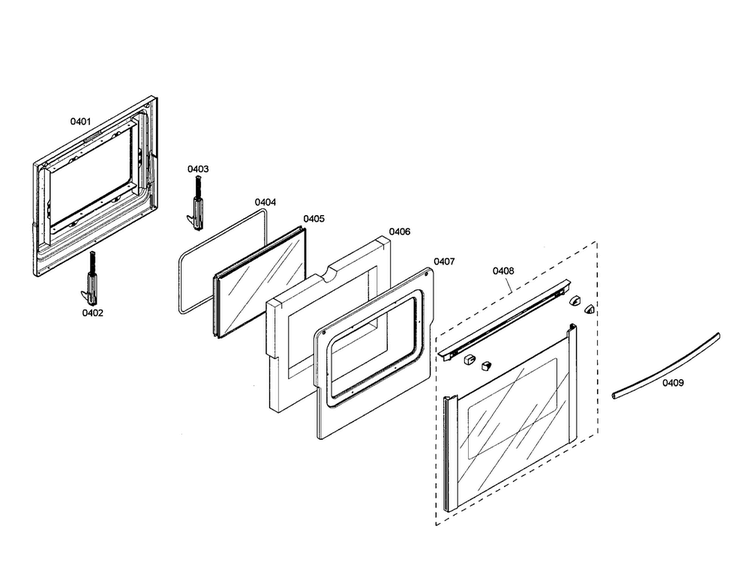 Door Diagram and Parts List for HGS3052UC 01 Bosch Range