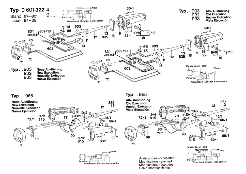 Section 4 Diagram and Parts List for 13224 0601322439 Bosch Angle Grinder