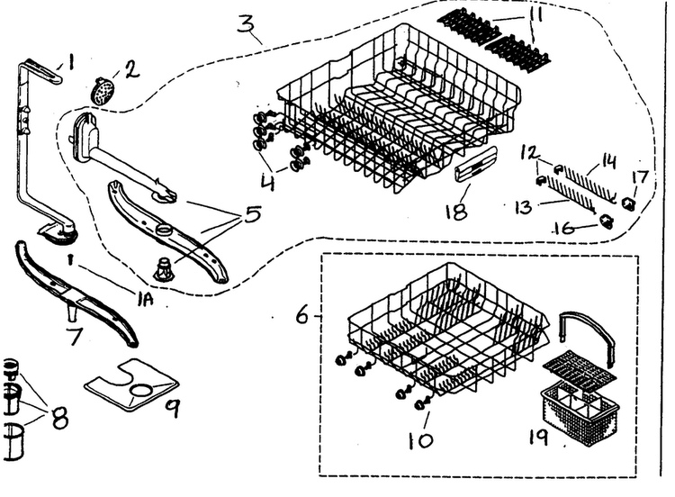Racks Diagram and Parts List for SHU43E05UC 14 Bosch Dishwasher