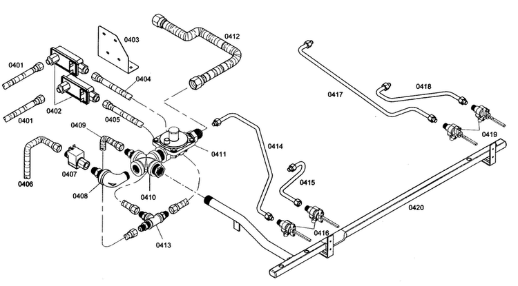 Gas Valve Diagram and Parts List for PRG364EDG01  Thermador Range