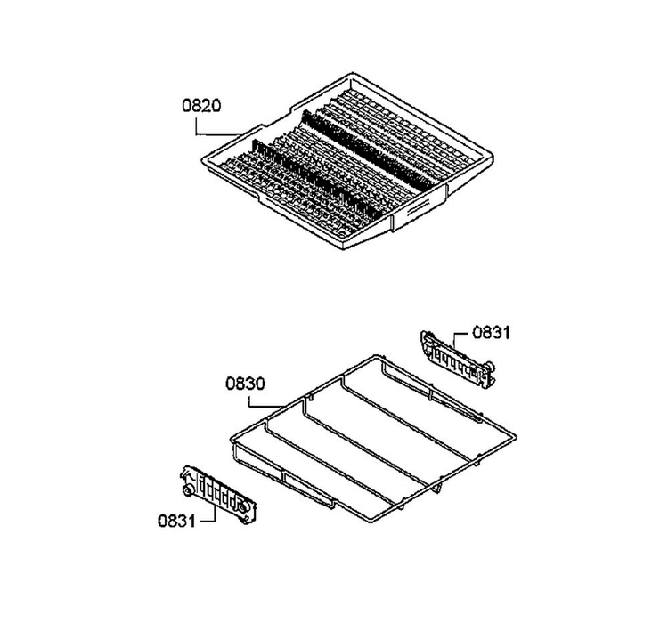 Cutlery Drawer Diagram and Parts List for SGV68U53UC B3 Bosch Dishwasher