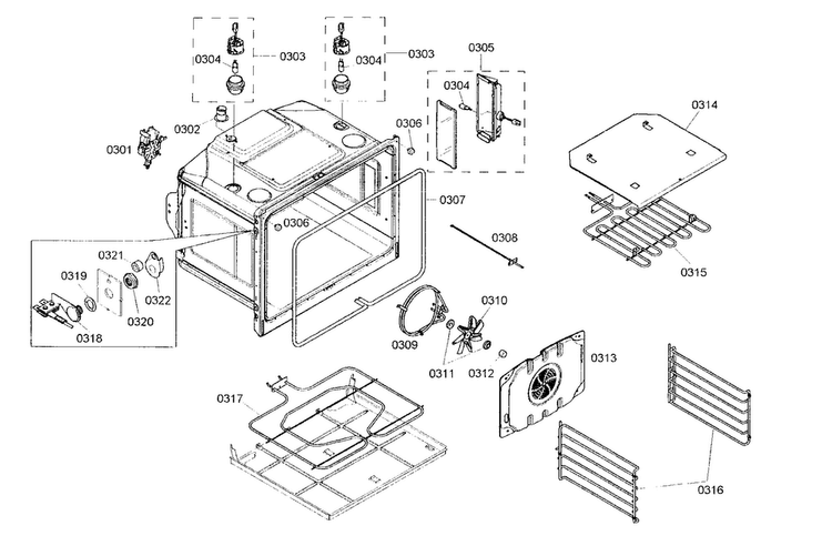 Top Oven Parts Diagram and Parts List for MED302EB01  Thermador Wall Oven