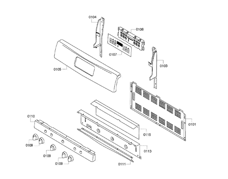 Control Panel Diagram and Parts List for HGS3063UC 07 Bosch Range