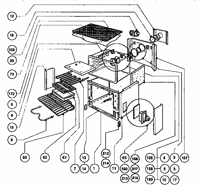 Main Oven Liner And Module Diagram and Parts List for RDSS30Q  Thermador Range