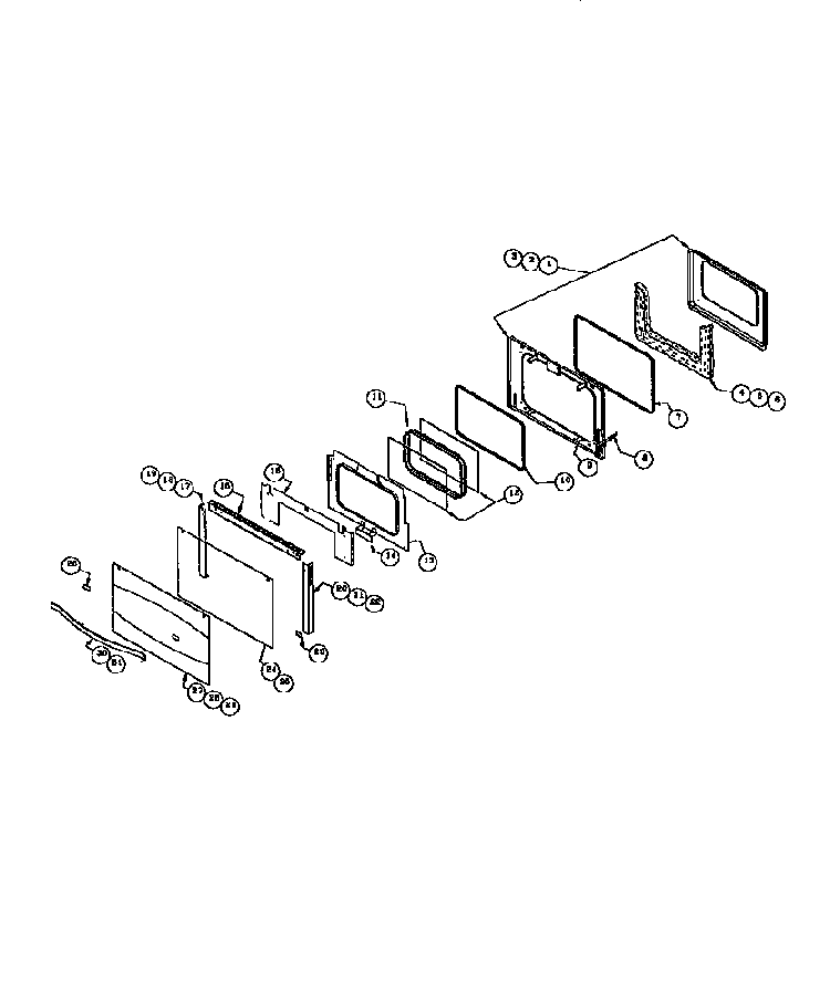 Main Oven Door Assemby Diagram and Parts List for RDDS30V  Thermador Range