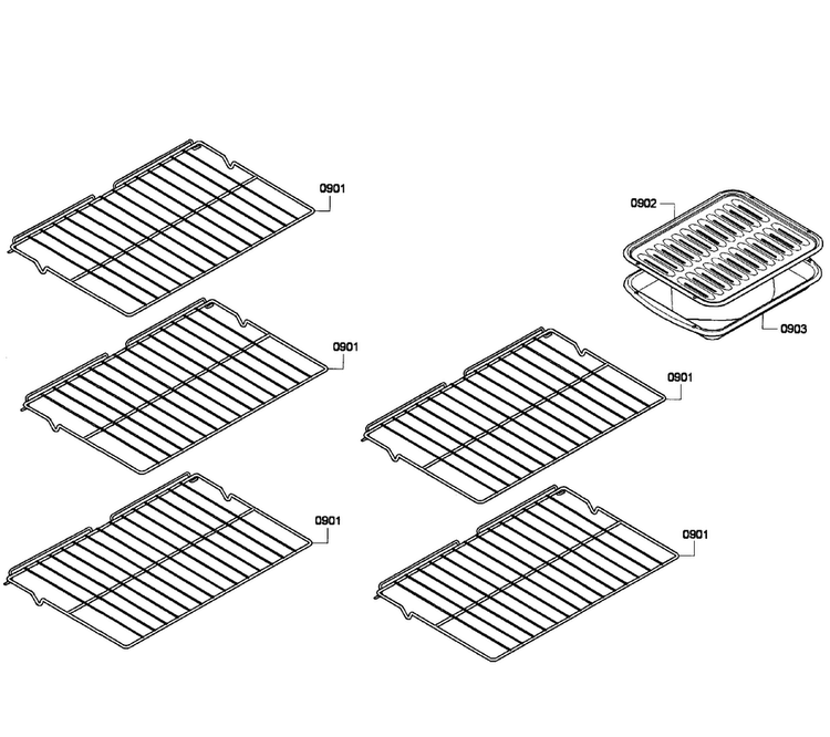 Shelfs Diagram and Parts List for HBL3550UC 05 Bosch Wall Oven