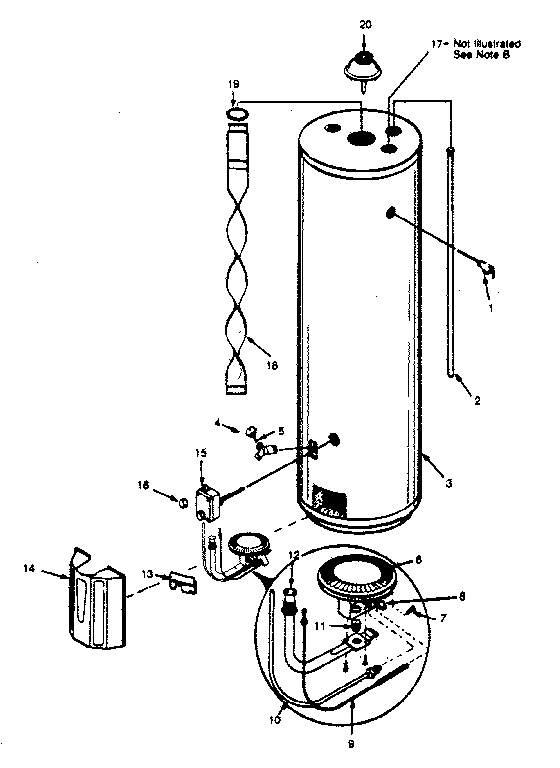 Replacement Parts Diagram and Parts List for 153335871  Kenmore Water Heater